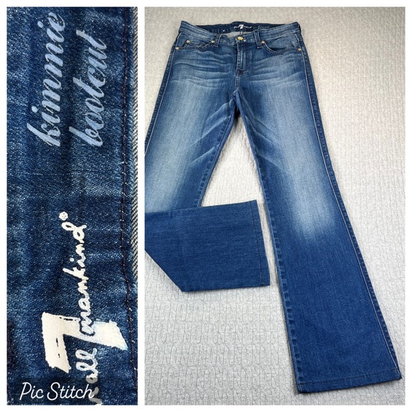 7 For All Mankind Kimmie Bootcut Jeans Women Size 28X30 1/2 mid rise Dark Wash - Picture 1 of 12